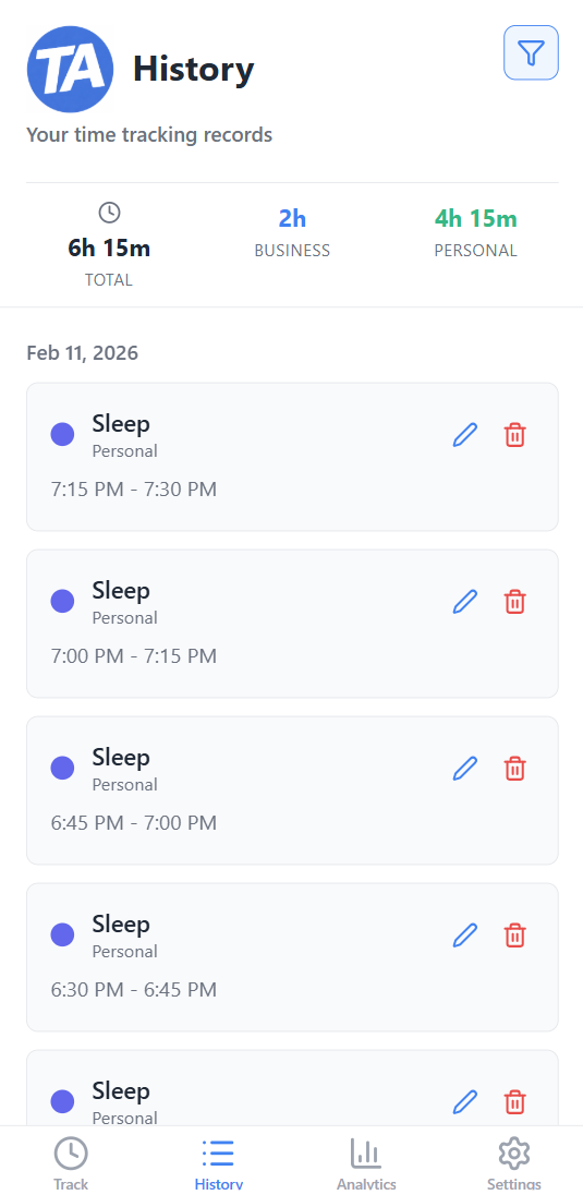 TimeAudit Screenshot 2